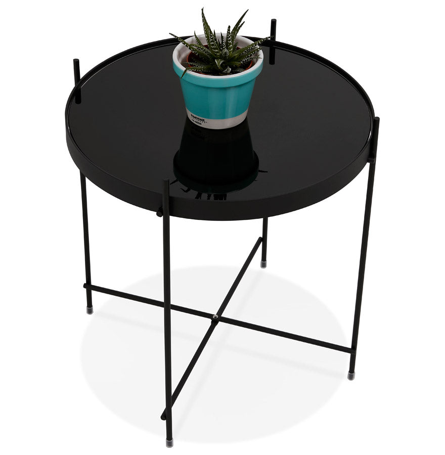 Bijzettafel ESPEJO MINI - zwart - glas