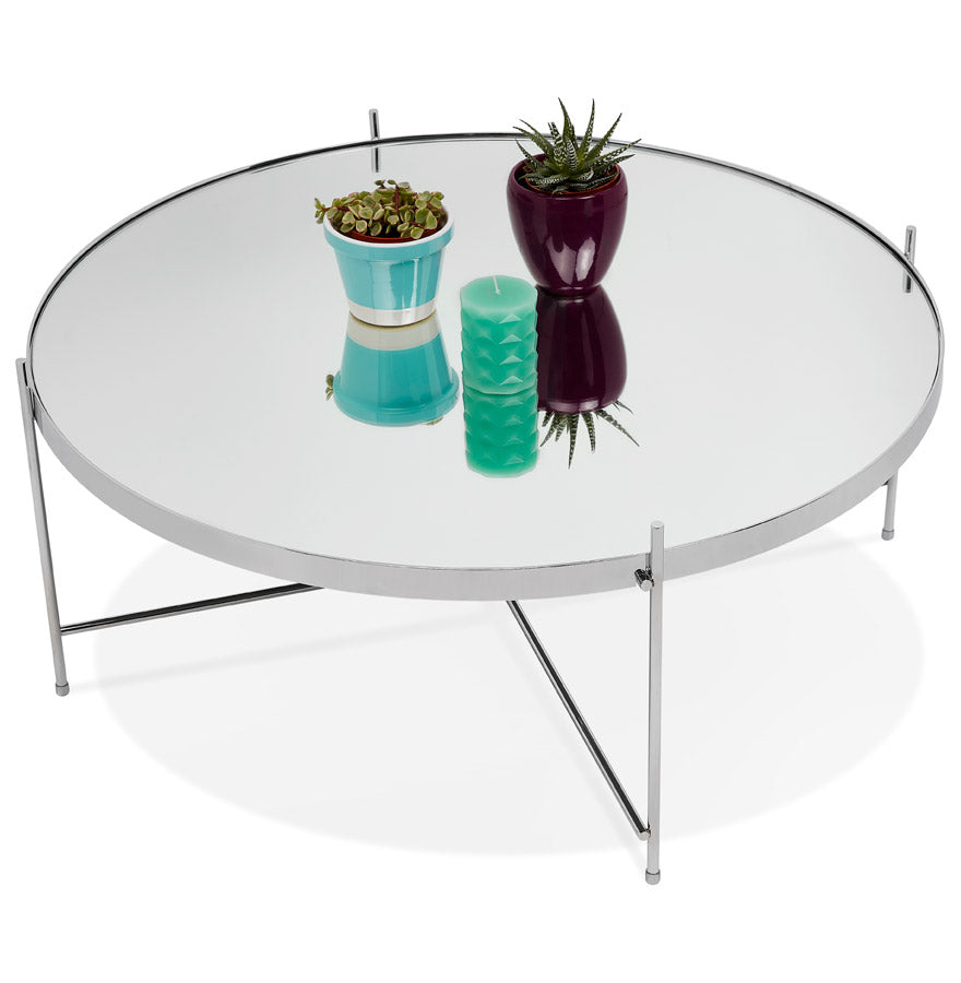 Salon- en/of bijzettafel ESPEJO BIG - chroom - glas