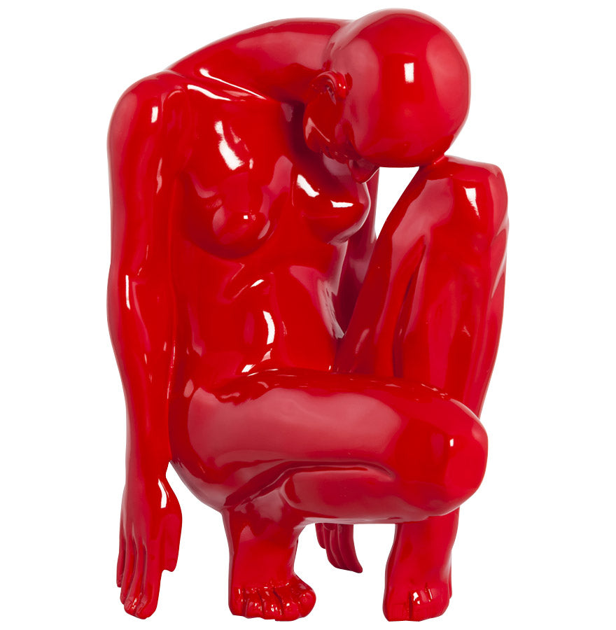 Beeld denkende vrouw - rood - glasvezel versterkt kunststof