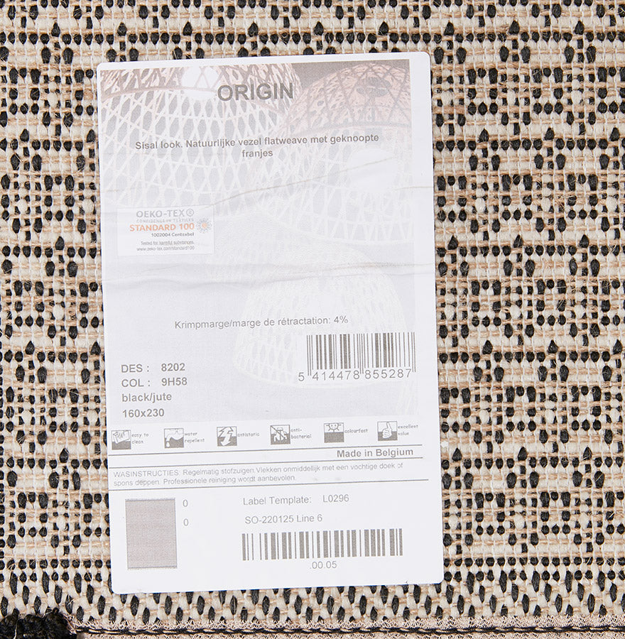 Carpet MARGAY - black - jute - fabric