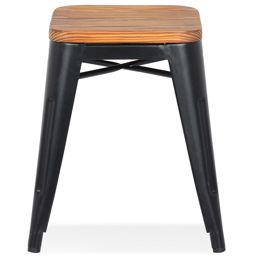 Kruk NIGEL - zwart - naturel - metaal - hout