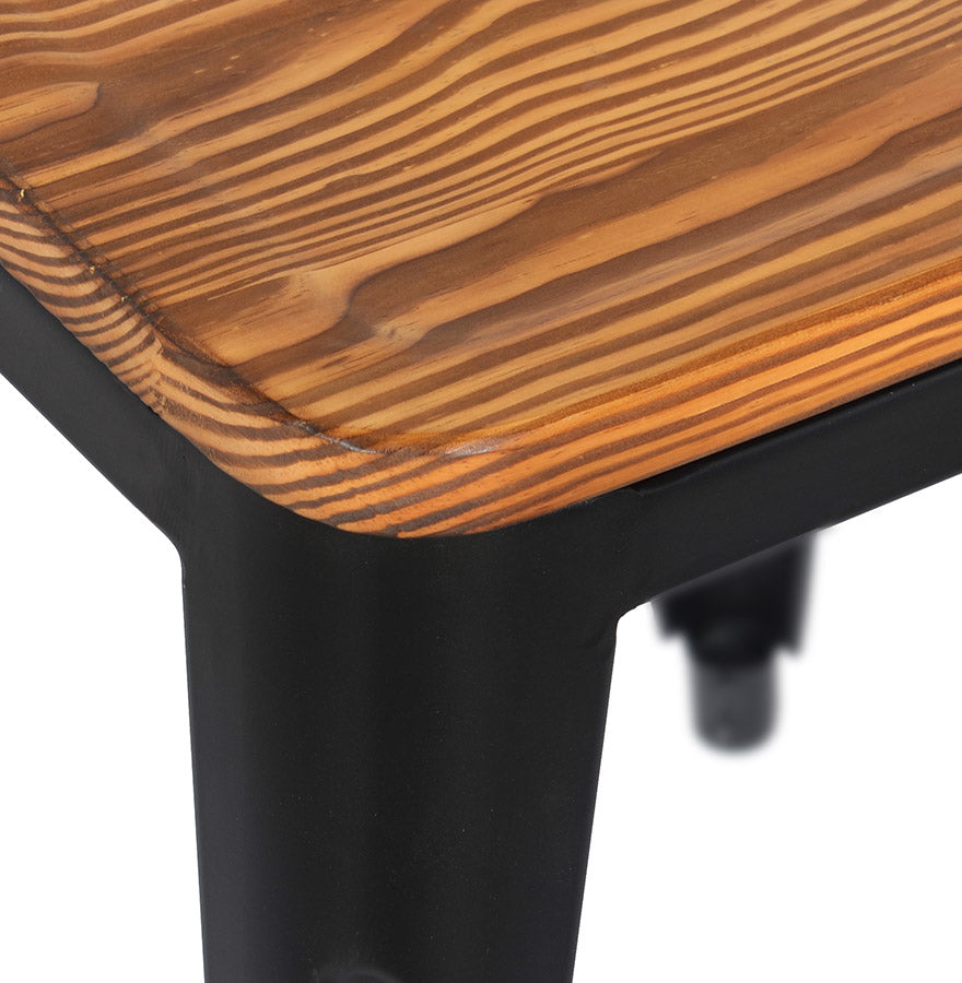 Kruk NIGEL - zwart - naturel - metaal - hout