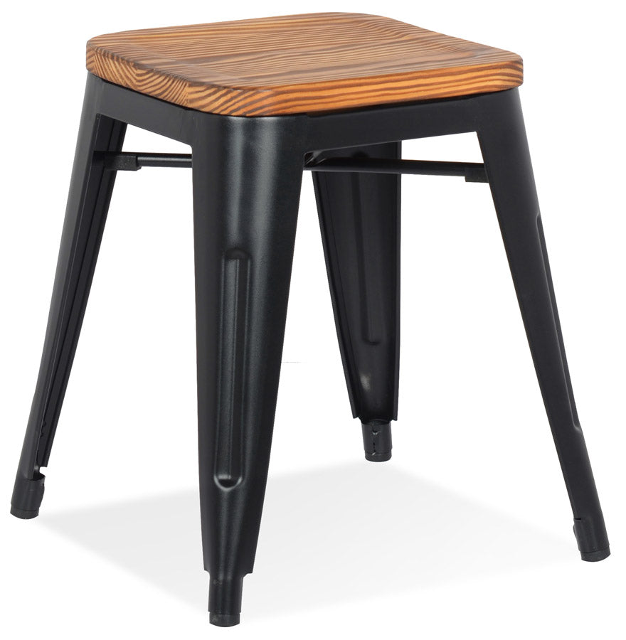 Kruk NIGEL - zwart - naturel - metaal - hout