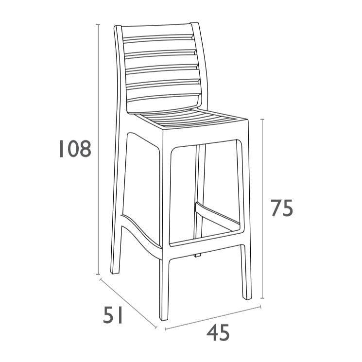 Siesta Ares Stapelbare Barkruk 75 Cm Wit (Per 2 Stuks)