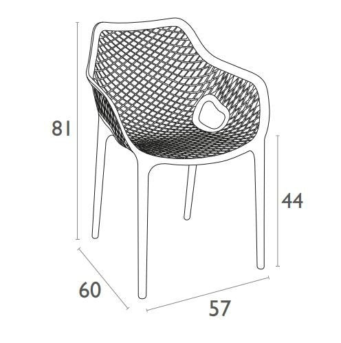 Baratti Carva Stapelbare Tuinstoel Met Armleuning Zwart (Per 2 Stuks)