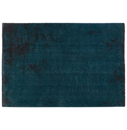 Teppich BLAU - Blau - Schwarz - Stoff