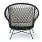 Tuin- loungestoel AURORA - acaciahout - wicker - zwart - lichtgrijs - zand