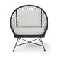 Tuin- loungestoel AURORA - acaciahout - wicker - zwart - lichtgrijs - zand