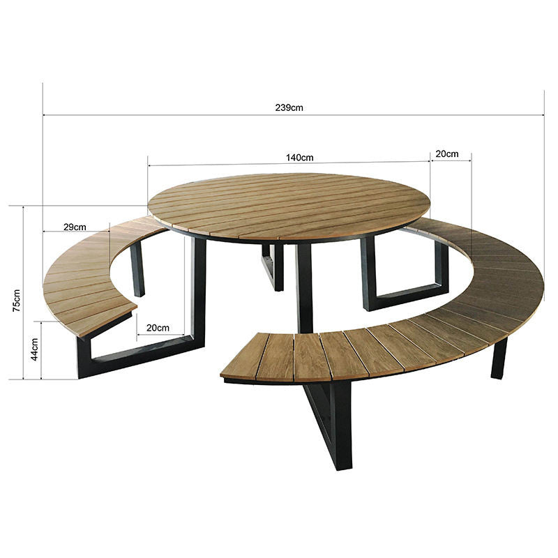 Picknickset FREDO - aluminium - polywood