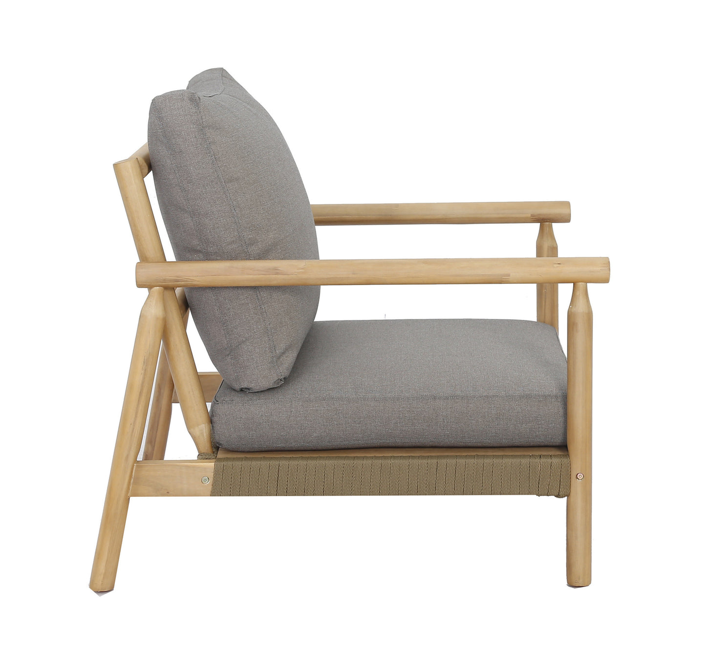 Loungeset HANNA - acaciahout - stof - teak - naturel - grijs