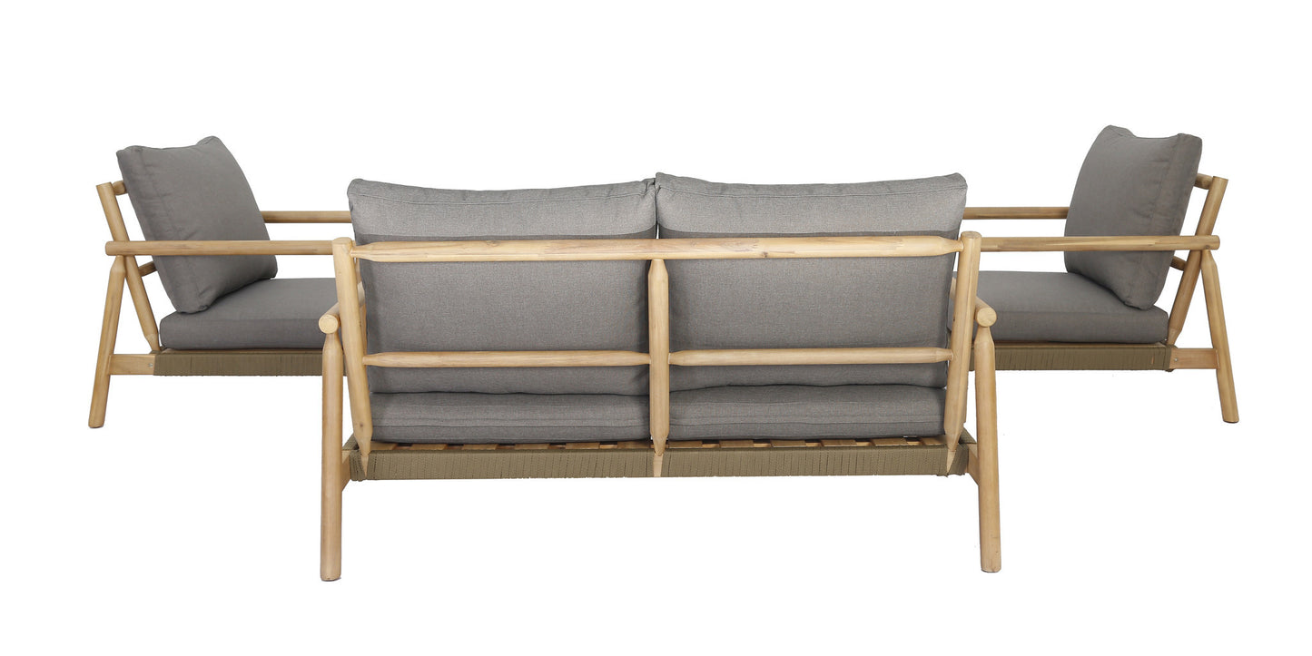 Loungeset HANNA - acaciahout - stof - teak - naturel - grijs