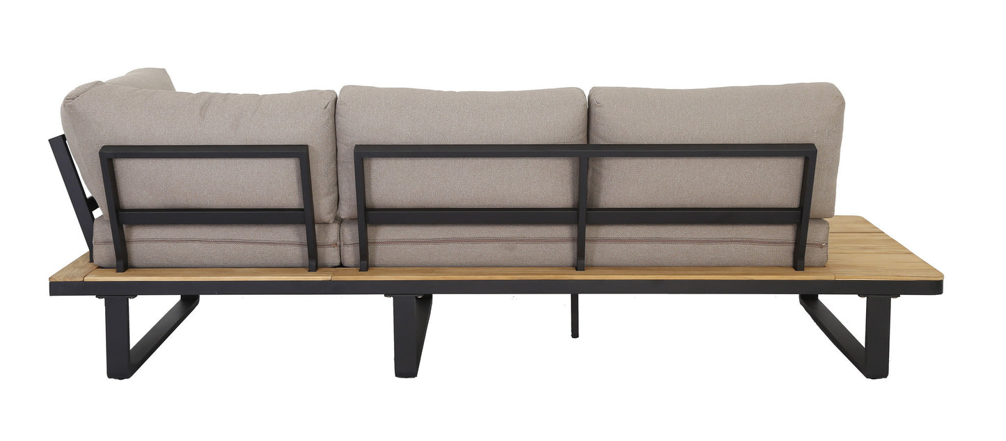 Loungeset ISA  - hoekbank - acaciahout - aluminium - antraciet - taupe - zand