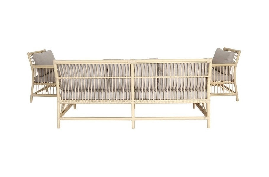 Loungeset SAMANTHA - wicker - aluminium - bamboo look - naturel - grijs