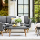 Tuin- loungestoel AURORA - acaciahout - wicker - zwart - lichtgrijs - zand